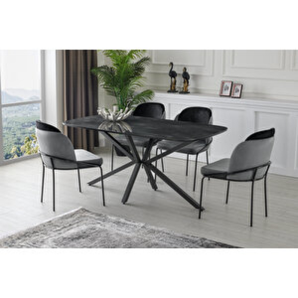 Erezoğulları Çapraz High Gloss Yemek Masası 90*160 Cm Siyah Yemek & Mutfak Masası Fiyatı