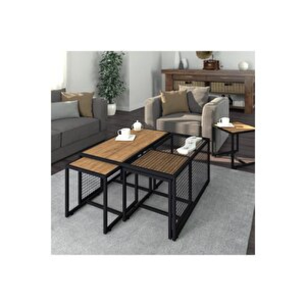 Erezoğulları Ferforje Ahşap Tarz 4 Zigonlu Orta Sehpa 90x90x44cm Orta Sehpa Fiyatı