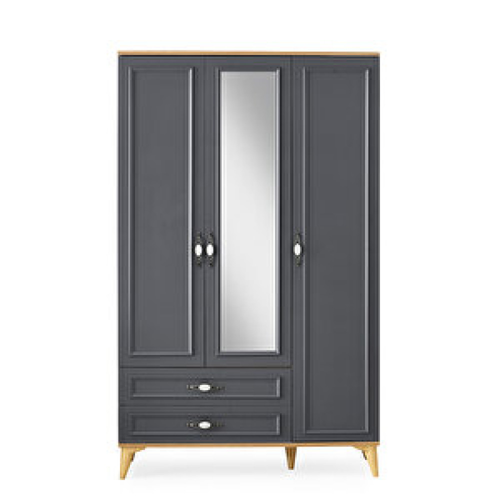 Erezoğulları Irmak 3 Kapılı 2 Çekmeceli Gardrop Elbise Dolabı 120x48x195cm Gri Bebek Odası Gardırop Fiyatı