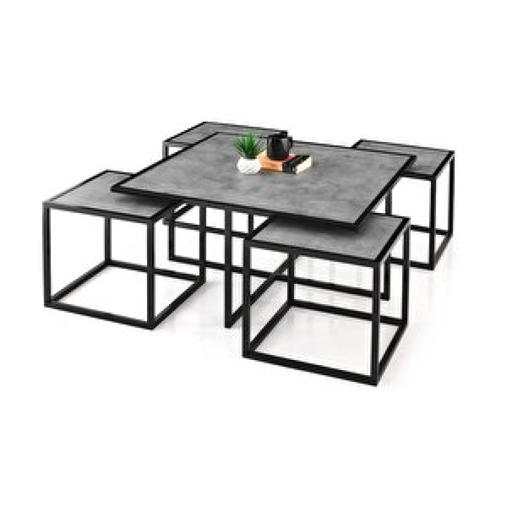 Erezoğulları Kares 4 Zigonlu Orta Sehpa Metal Ayak 90x90x45 Siyah Orta Sehpa Fiyatı
