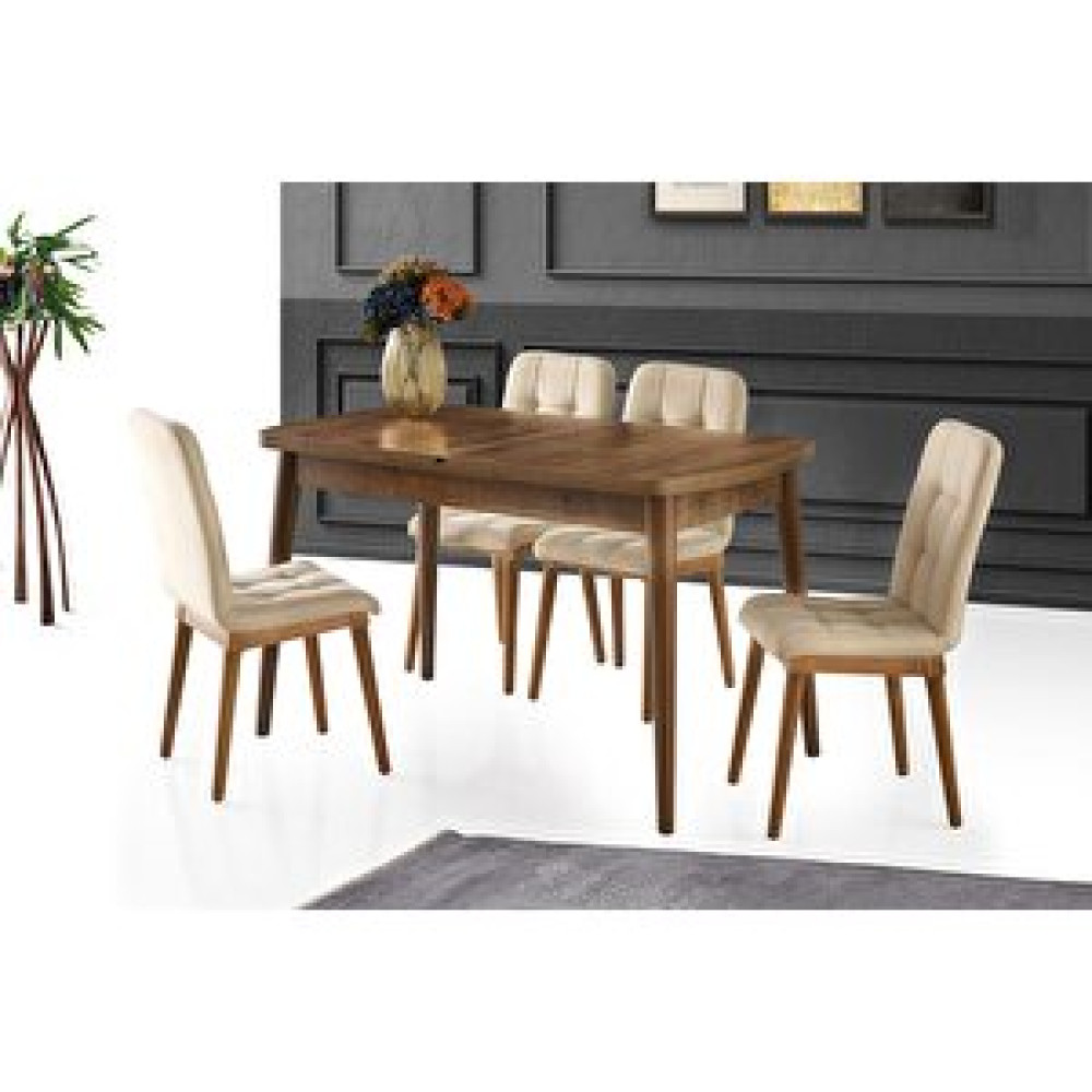 Erezoğulları Kelebek Açılır Mdf Mutfak Masa Sandalye Takımı 75x130cm Krem Yemek & Mutfak Masası Fiyatı