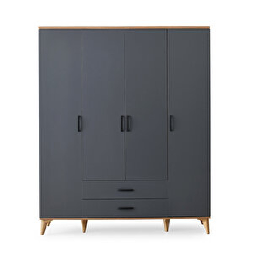 Erezoğulları Kumsal 4 Kapılı 2 Çekmeceli Gardrop Elbise Dolabı 160x48x195cm Gri Bebek Odası Gardırop Fiyatı
