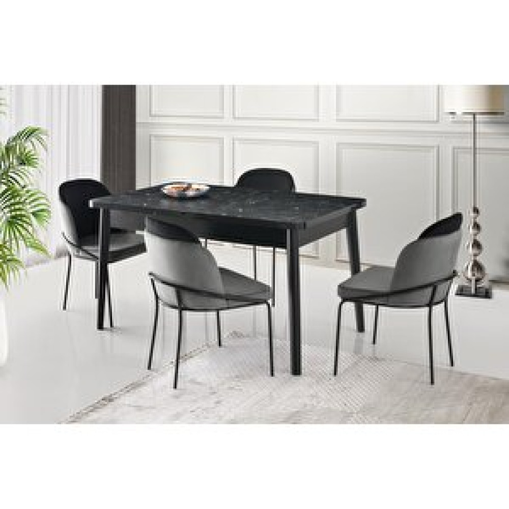 Erezoğulları Lotus Açılır Mdf Yemek Mutfak Masası 90x145cm Siyah Yemek & Mutfak Masası Fiyatı