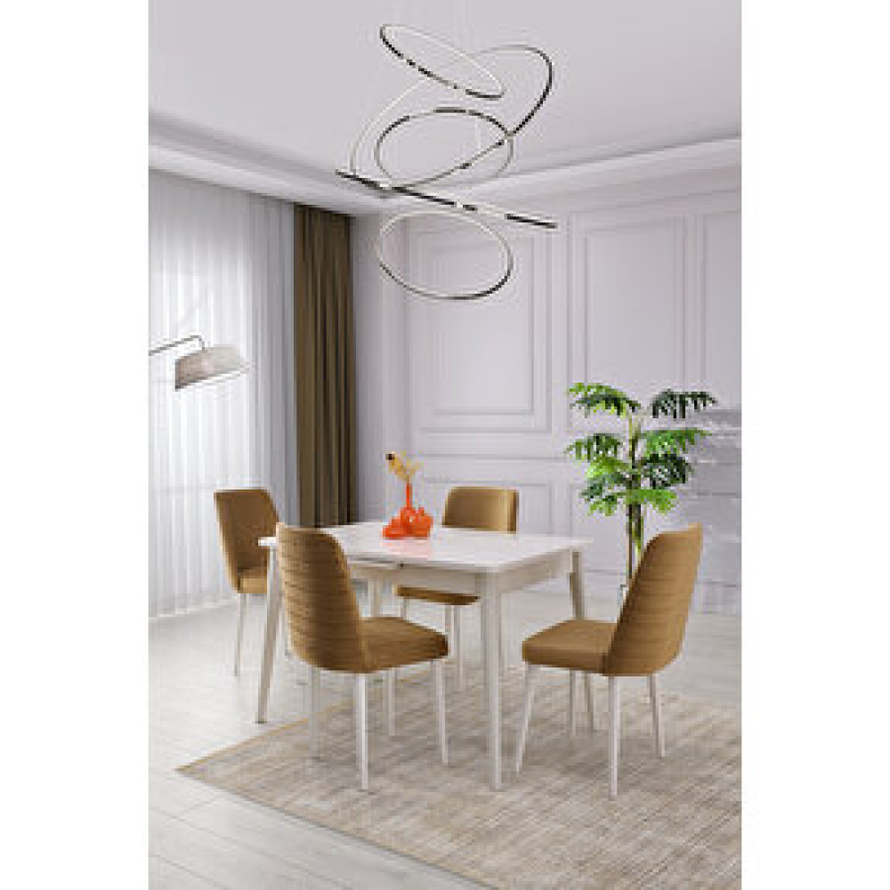 Erezoğulları Manolya Mdf Mutfak Masa Sandalye Takımı 80x120cm Ekru Yemek & Mutfak Masası Fiyatı