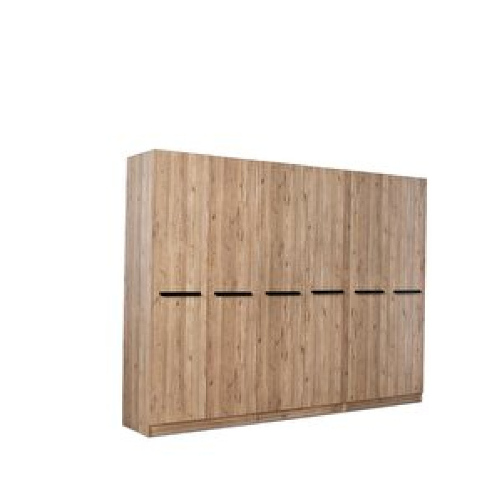 Erezoğulları Mercan Mdf 6 Kapılı 2 Çekmeceli Gardrop Elbise Dolabı 240x53x216cm Ceviz Gardrop & Dolap Fiyatı