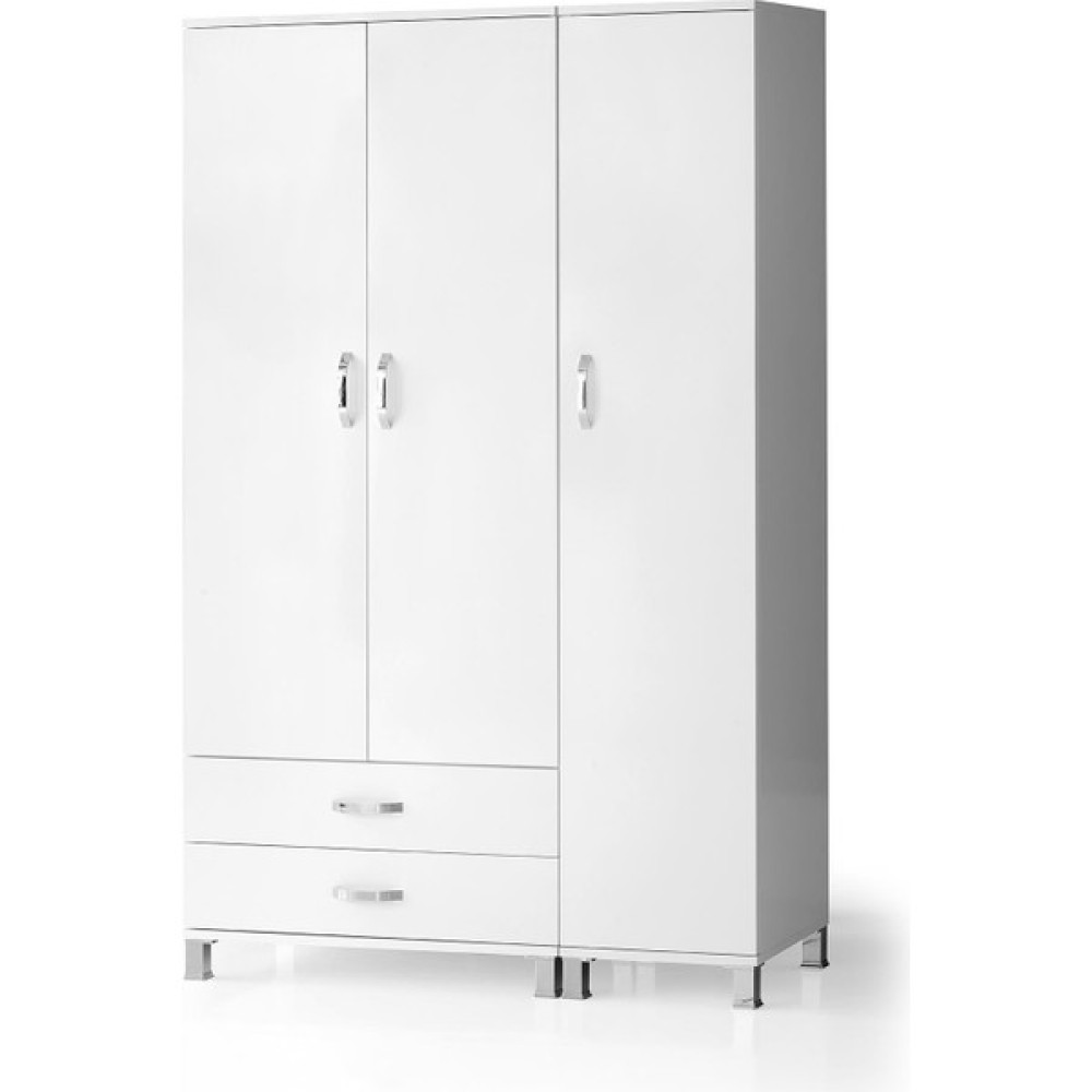 Erezoğulları Mobilya 3 Kapılı 2 Çekmeceli Gardrop Elbise Dolabı 120X46X189CM - Beyaz Gardrop & Dolap Fiyatı
