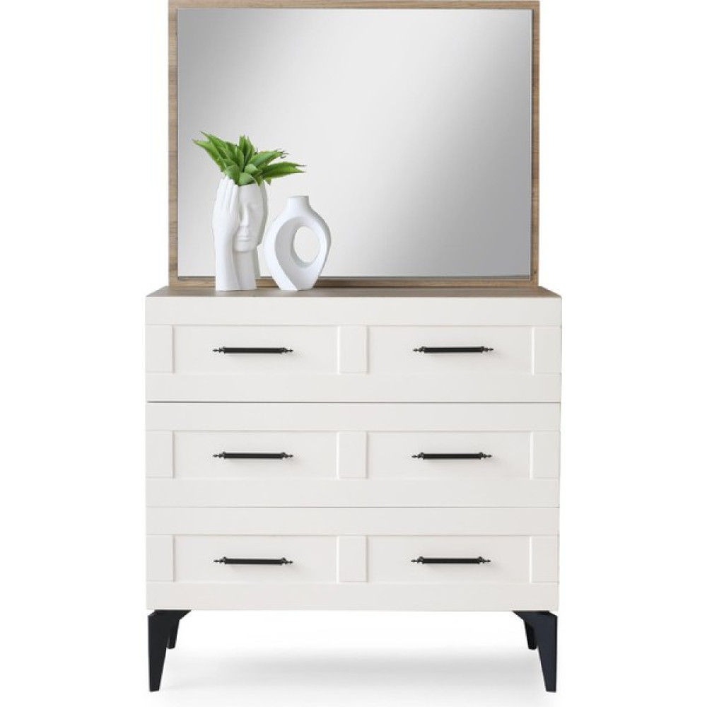 Erezoğulları Mobilya Çakıl Mdf 3 Çekmeceli Aynalı Şifonyer 90X43X84CM - Ceviz Şifonyer Fiyatı
