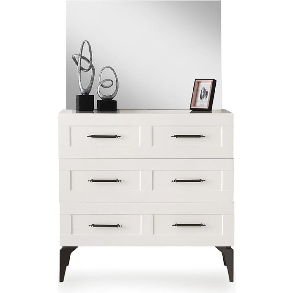 Erezoğulları Mobilya Çakıl Mdf 3 Çekmeceli Aynalı Şifonyer 90X43X84CM - Krem Rengi Şifonyer Fiyatı