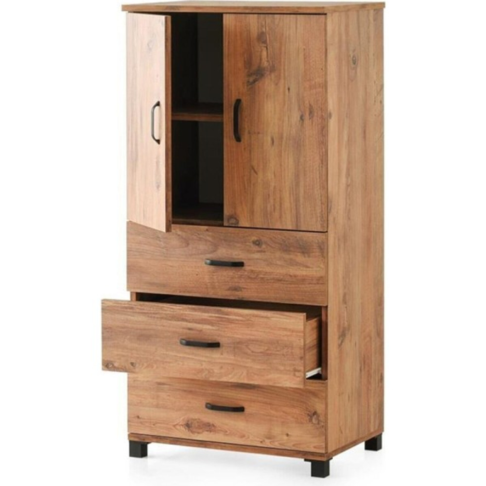 Erezoğulları Mobilya Çok Amaçlı Dolaplı Şifonyer 3 Çekmeceli Kapaklı 60X44X127CM - Meşe Gardrop & Dolap Fiyatı