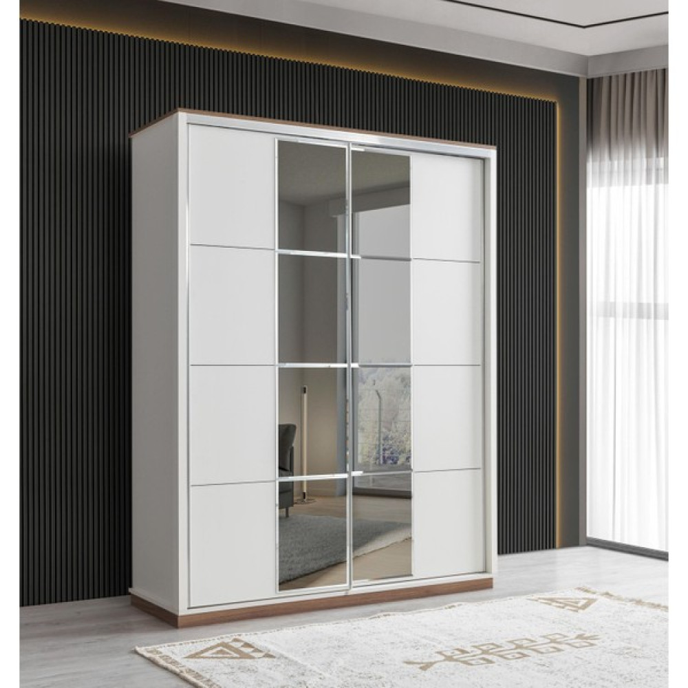 Erezoğulları Mobilya Efsane Sürgülü Aynalı Elbise Dolabı Gardırop 165X60X214 - Beyaz Gardrop & Dolap Fiyatı