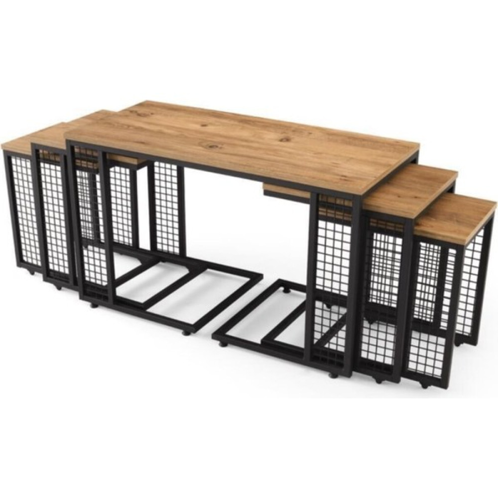 Erezoğulları Mobilya Ferforje Ahşap Tarz 4 C Zigonlu Orta Sehpa 100X46X61CM Orta Sehpa Fiyatı