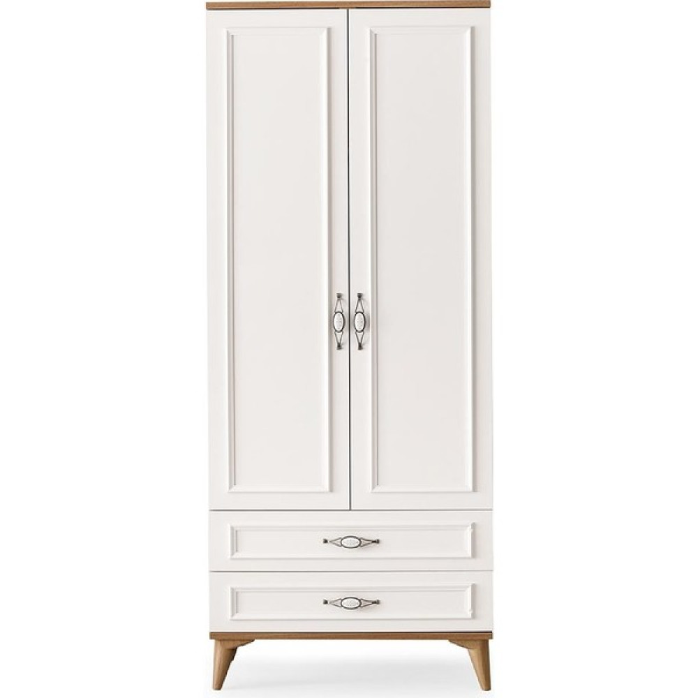 Erezoğulları Mobilya Irmak 2 Kapılı 2 Çekmeceli Gardrop Elbise Dolabı 80X48X195CM - Ekru Gardrop & Dolap Fiyatı