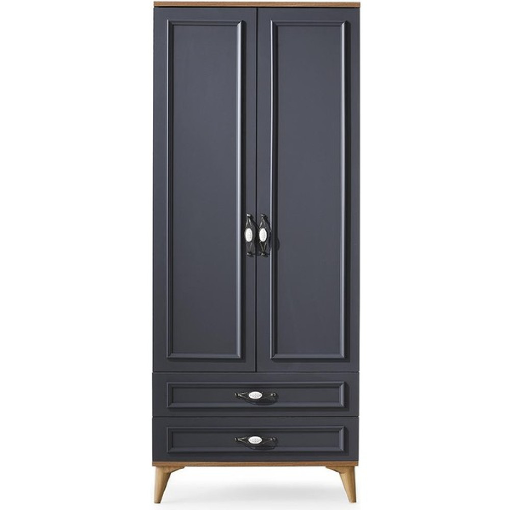 Erezoğulları Mobilya Irmak 2 Kapılı 2 Çekmeceli Gardrop Elbise Dolabı 80X48X195CM - Gri Gardrop & Dolap Fiyatı