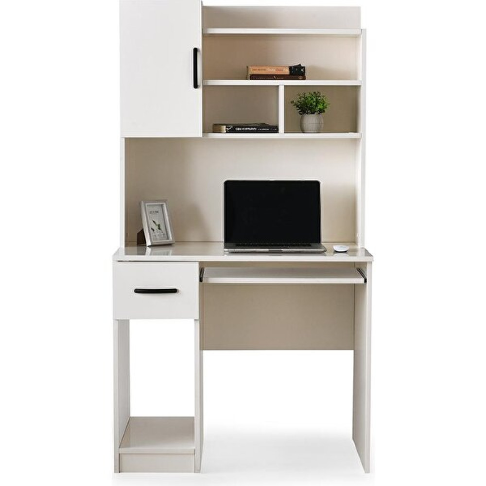 Erezoğulları Mobilya Kumsal Çekmeceli Kitaplıklı Çalışma Masası 90X60X167CM - 90xm - Krem Çalışma Masası Fiyatı