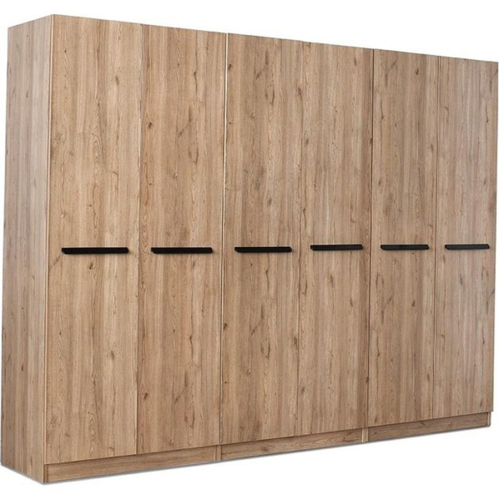Erezoğulları Mobilya Mercan Mdf 6 Kapılı 2 Çekmeceli Gardrop Elbise Dolabı 240X53X216CM - Ceviz Gardrop & Dolap Fiyatı