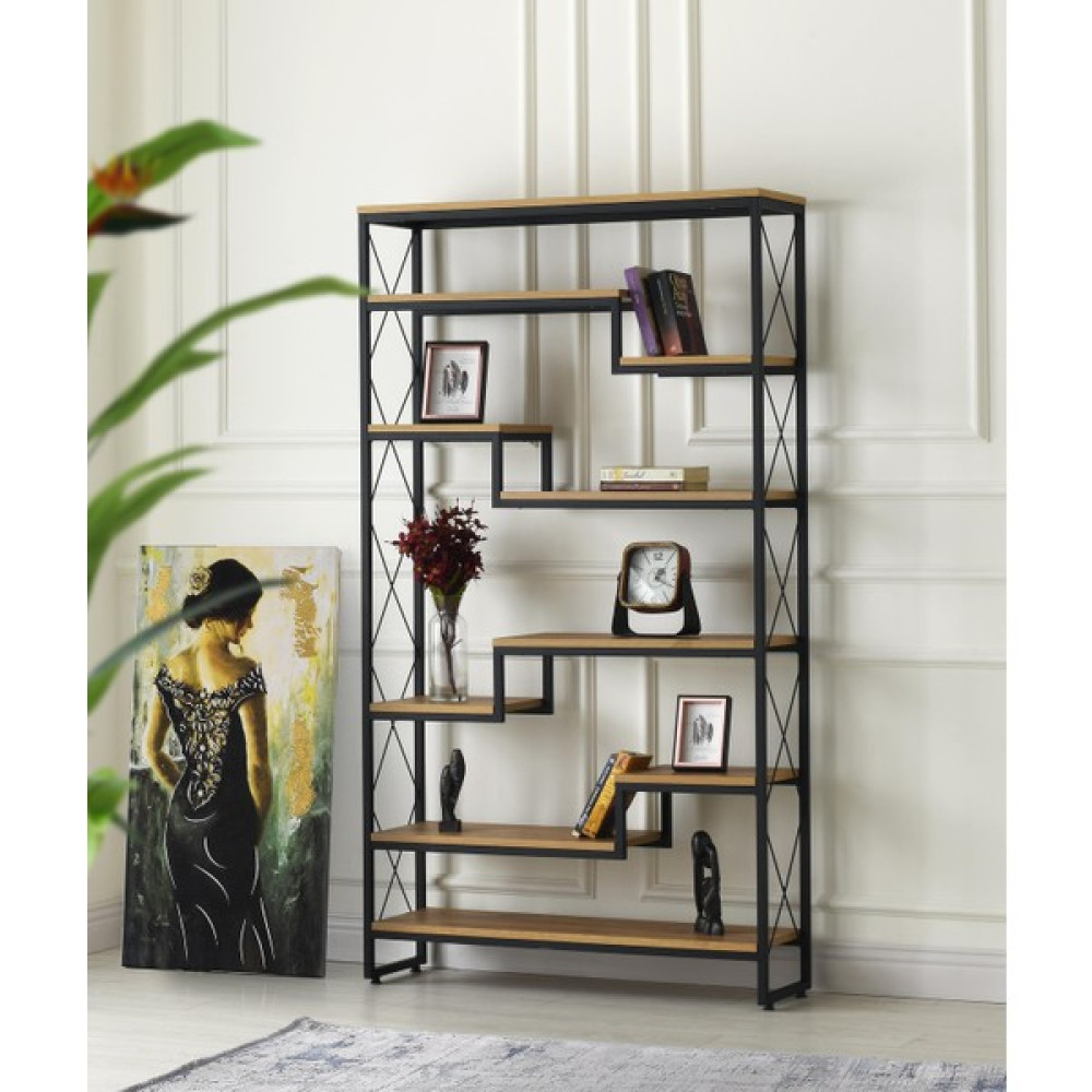 Erezoğulları Mobilya Modern Tarz Ahşap Metal 5 Raflı Labirent Kitaplık 70 x 30 x 180 cm - Ceviz - Siyah Kitaplık Fiyatı