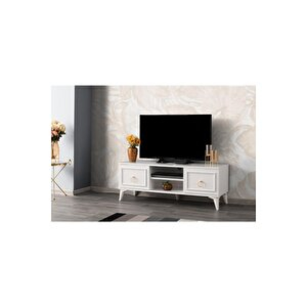 Erezoğulları Modern Tarz Yüksek Ayaklı Tv Sehpası 130cm Beyaz Tv Ünitesi / Sehpası Fiyatı