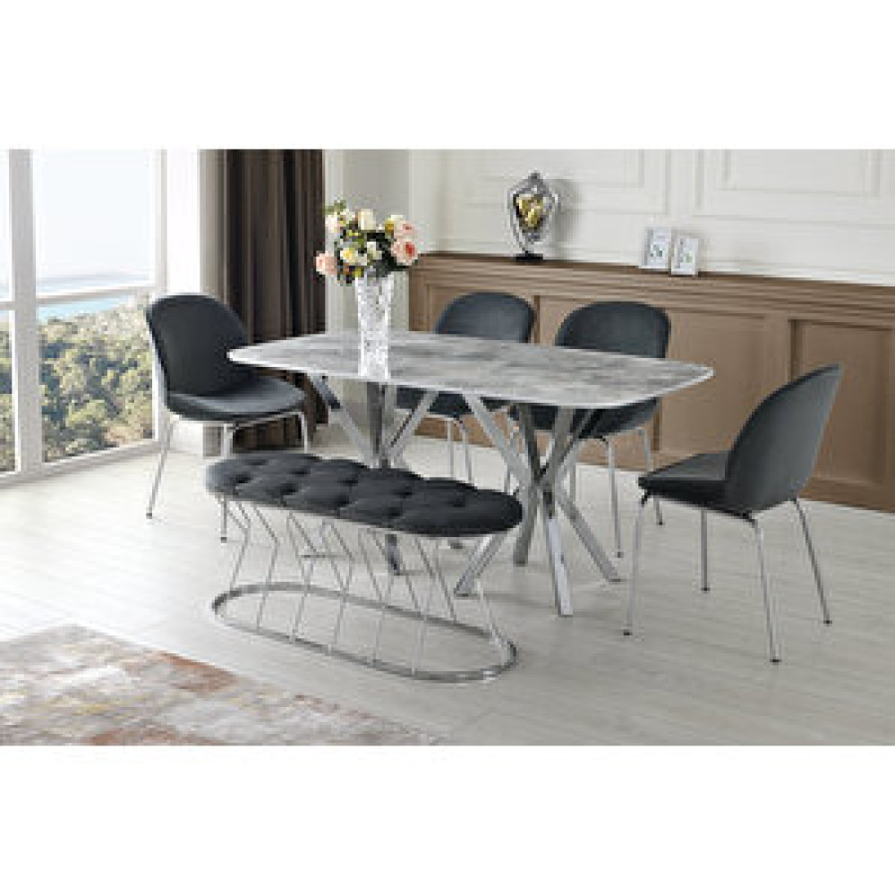 Erezoğulları Royal High Gloss Yemek Masası 90*160 Cm Gri Yemek & Mutfak Masası Fiyatı