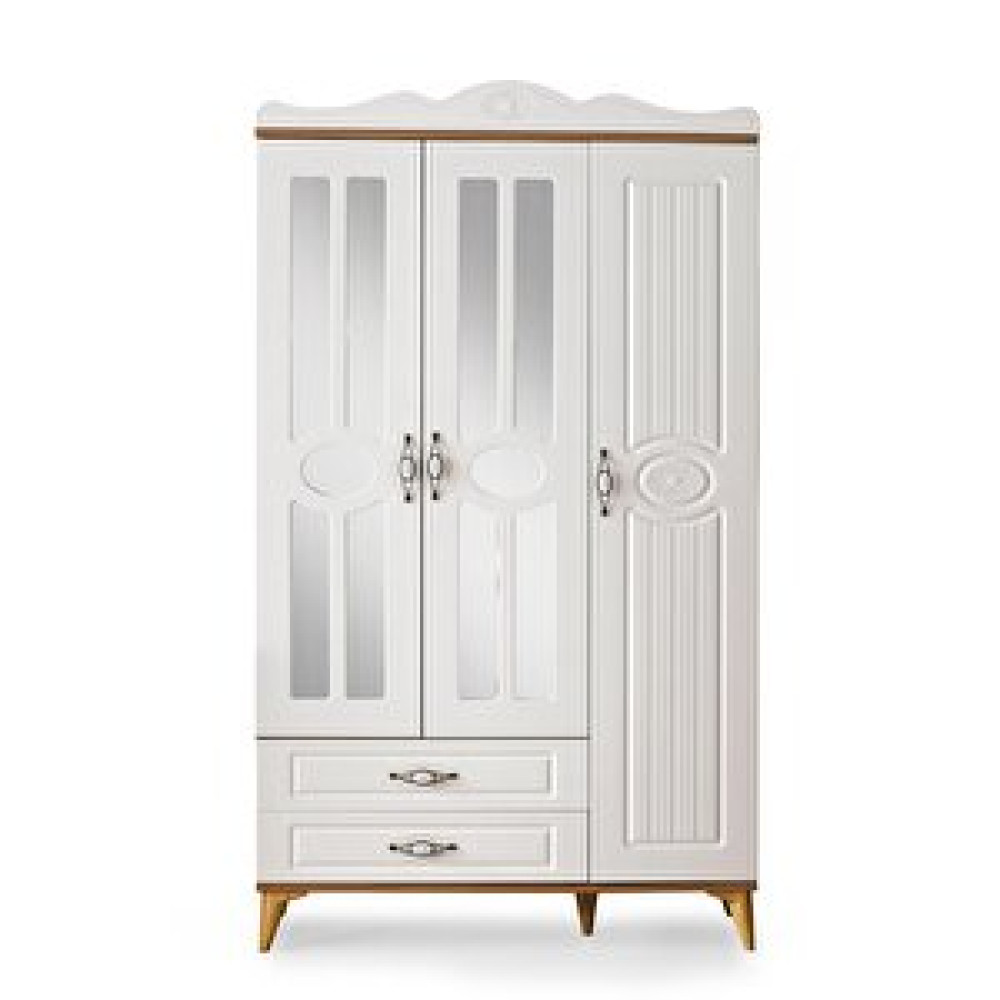Erezoğulları Sahra 3 Kapılı 2 Çekmeceli Gardrop Elbise Dolabı 120x48x210cm Ceviz Bebek Odası Gardırop Fiyatı