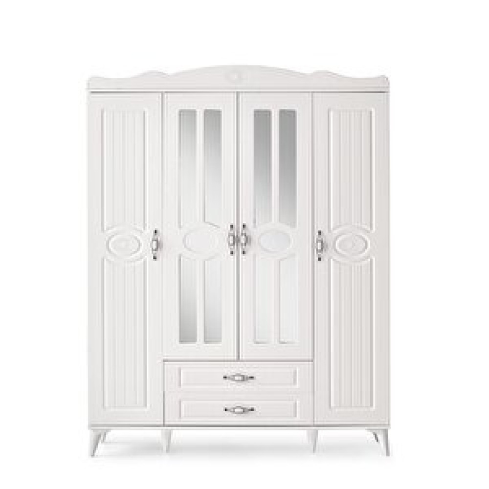 Erezoğulları Sahra 4 Kapılı 2 Çekmeceli Gardrop Elbise Dolabı 160x48x210cm Ekru Bebek Odası Gardırop Fiyatı