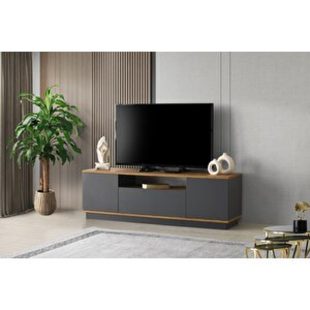 Erezoğulları Vega Dolaplı Tv Sehpası 140cm Gri Tv Ünitesi / Sehpası Fiyatı