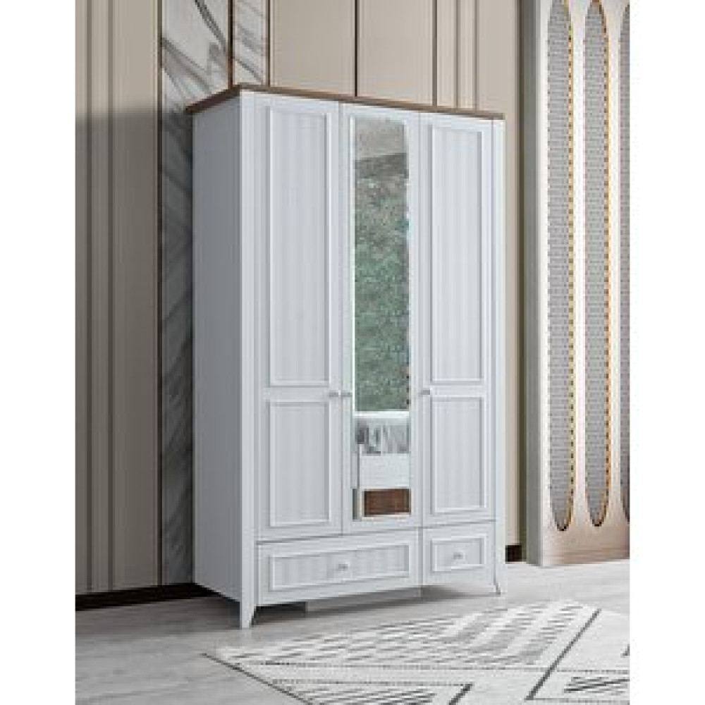 Erezoğulları Yalı Modern 3 Kapaklı Aynalı Elbise Dolabı 125*60*211 Gardrop & Dolap Fiyatı