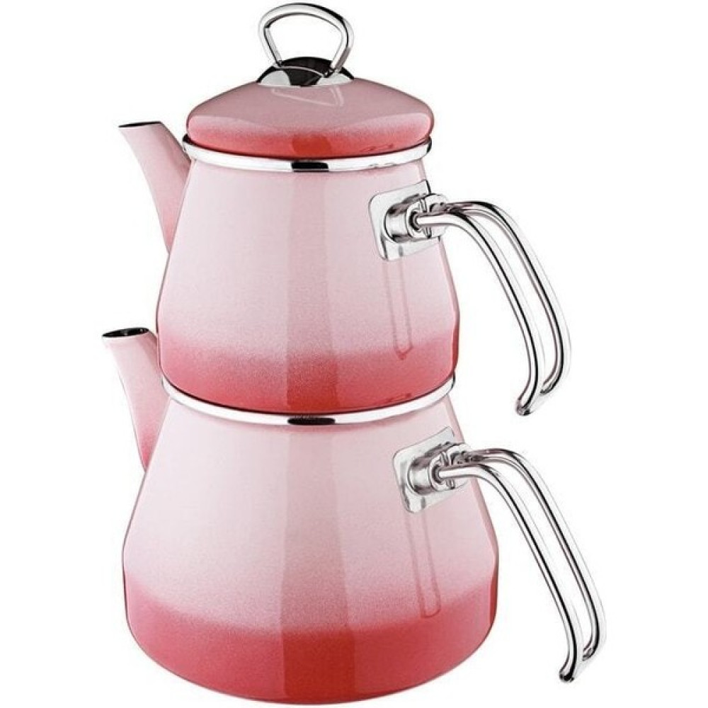 Ergençler Gölgeli Emaye Çaydanlık Takımı - Pembe - 0 Çay / Çaydanlık Setleri Fiyatı