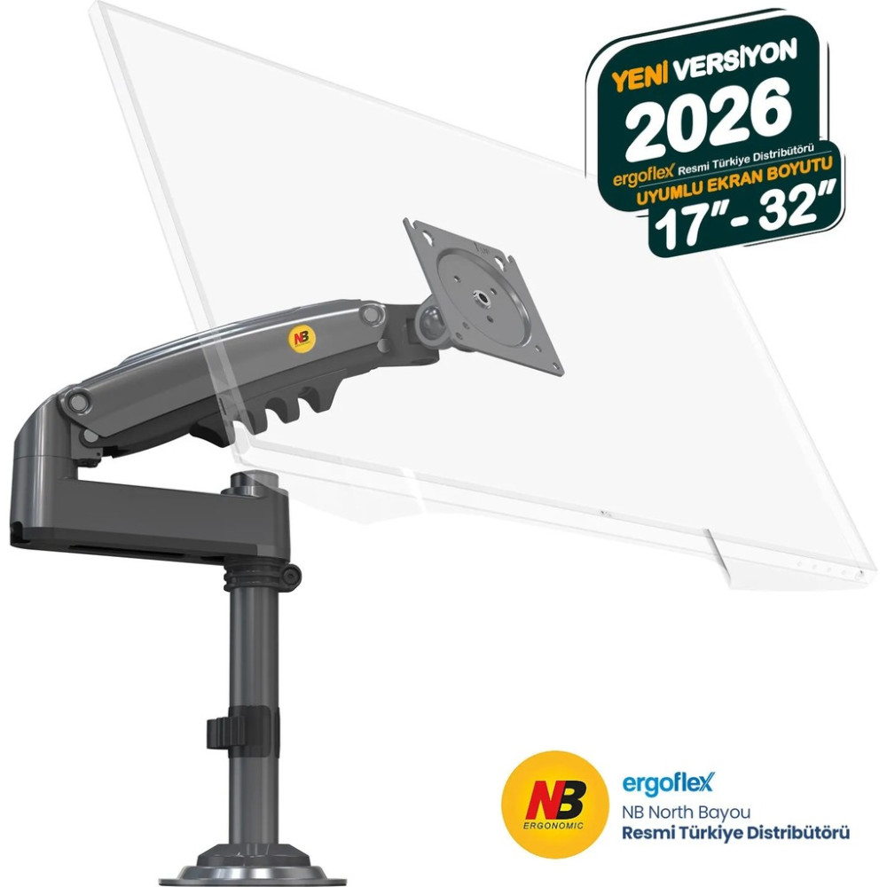 Ergoflex Nb H100 Amortisörlü Profosyonel 17-32INCH Monitör Standı 2026 Versiyon - Siyah Monitör Aksesuarları Fiyatı