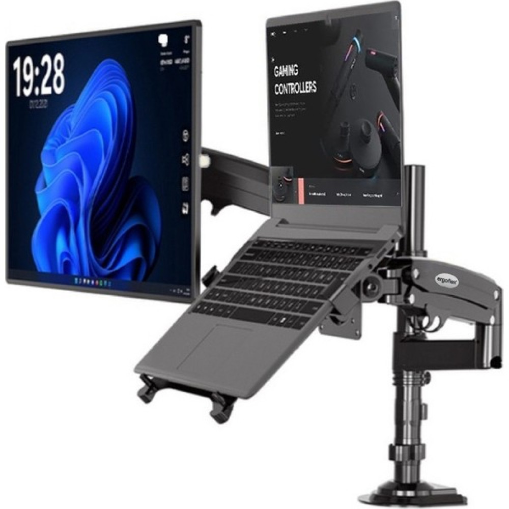Ergoflex NB H180-FP Çift Kol Amortisörlü 22"-32" Monitör Tutucu ve 10"-17" Laptop Standı - Siyah Monitör Aksesuarları Fiyatı