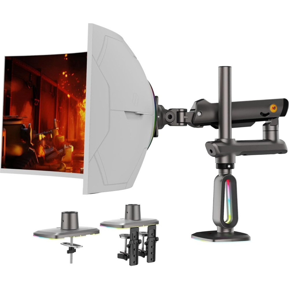 Ergoflex North Bayou NB F7 Rgb Aydınlatmalı 32-60inch Büyük Ekranlar İçin Profesyonel Oyuncu Monitör Standı - Gri Monitör Aksesuarları Fiyatı