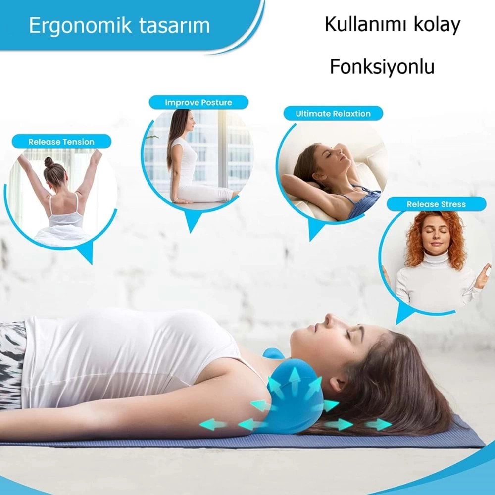 Ergonomik Boyun Masaj Yastığı – Servikal Traksiyon Destekli, Omurilik Ortopedik Yastık - Seçenek Yastık Kılıfı Fiyatı