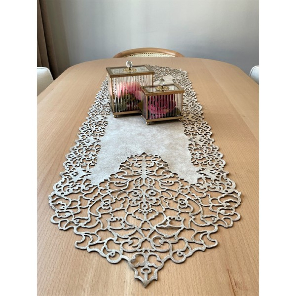 Ergüven Home Bej (Koyu Krem) Süet Kumaş Ince Kesim Runner Sehpa Boyu 40X100CM - 40 x 100 cm Masa Örtüsü Fiyatı