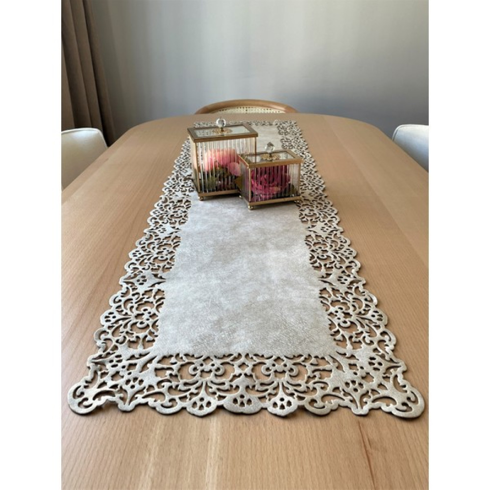 Ergüven Home Bej (Koyu Krem) Süet Kumaş Runner Dikdörtgen Konsol Boyu 40X120CM - 40 x 120 cm Masa Örtüsü Fiyatı