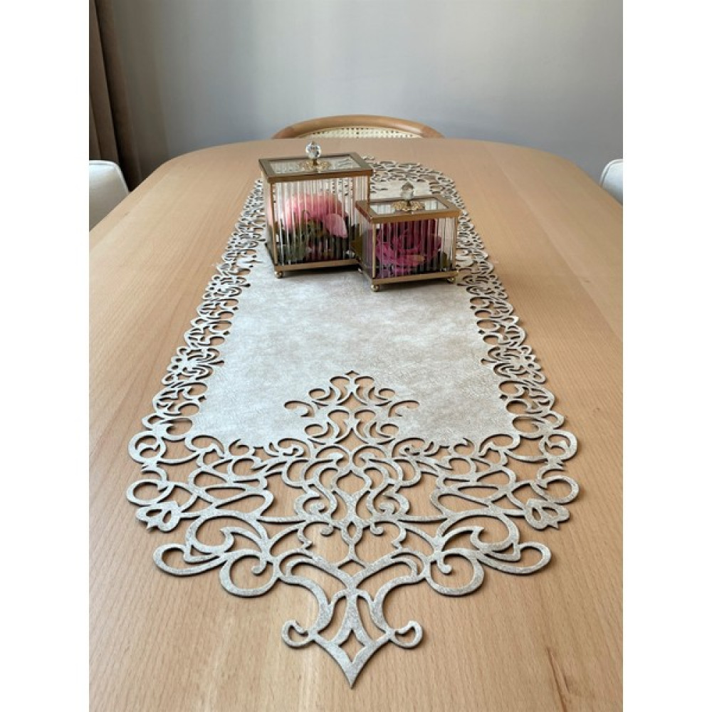 Ergüven Home Bej (Koyu Krem) Süet Kumaş Runner Masa Boyu 40X140 Cm - 40 x 140 cm Masa Örtüsü Fiyatı