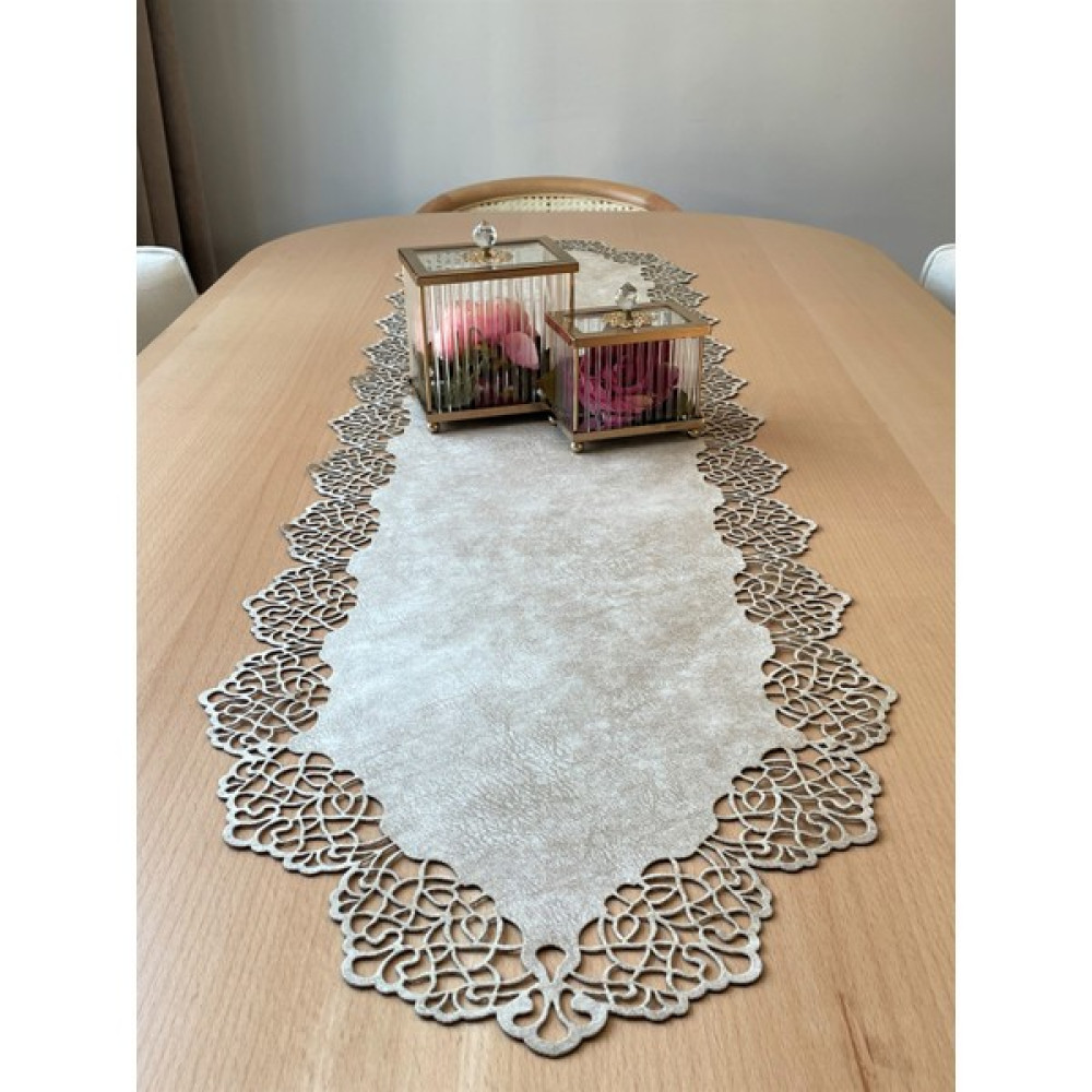 Ergüven Home Bej (Koyu Krem) Süet Kumaş Runner Sehpa Boyu 40X100 Cm - 40 x 100 cm Masa Örtüsü Fiyatı