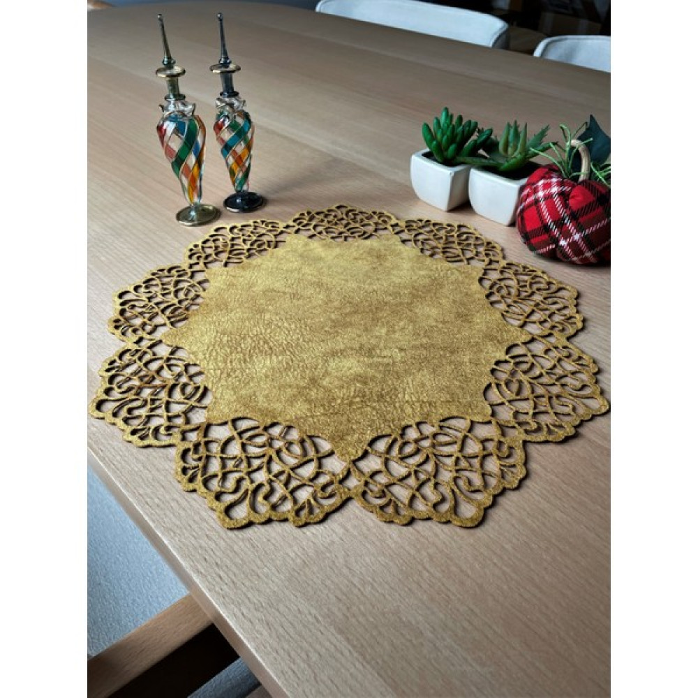 Ergüven Home Hardal Sarısı Süet Kumaş Yuvarlak Amerikan Servis Takımı Supla 6'Lı 35 x 35 cm Amerikan Servis Fiyatı