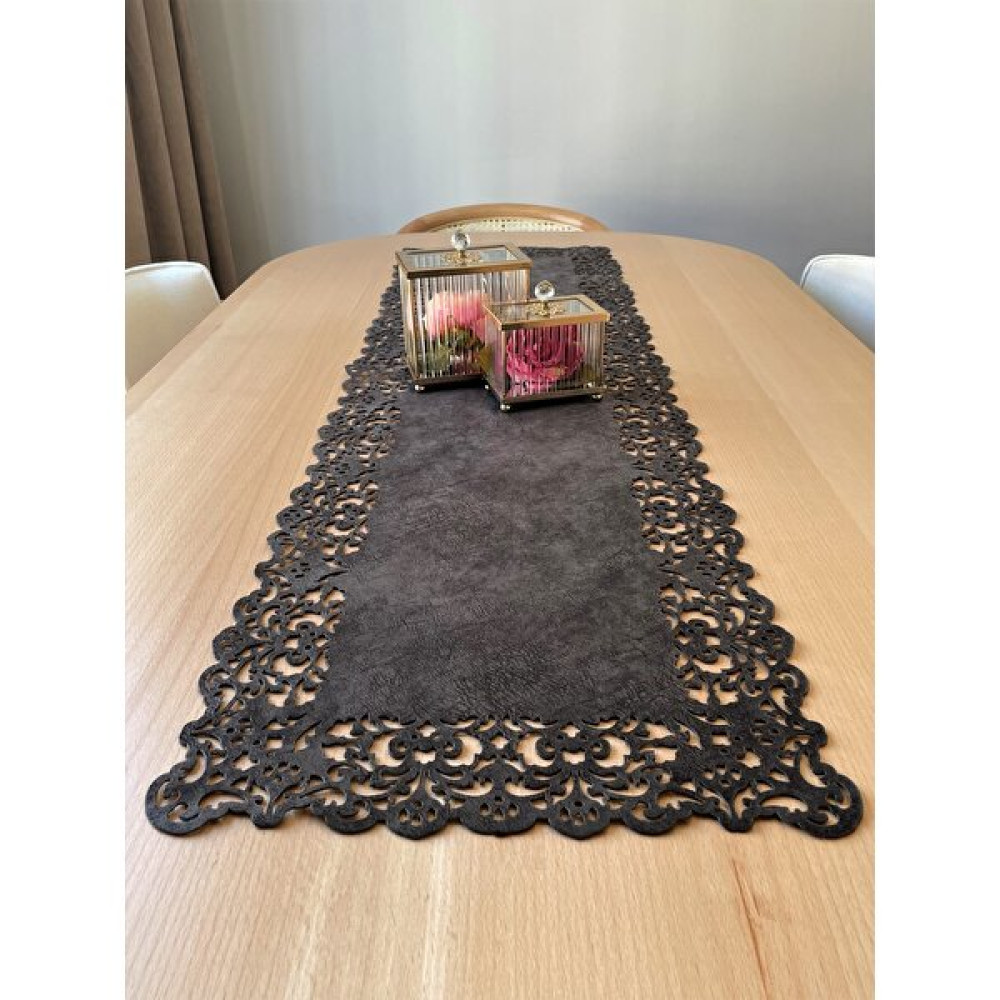 Ergüven Home Koyu Gri Süet Kumaş Runner Dikdörtgen Masa Boyu 40X140CM - 40 x 140 cm Masa Örtüsü Fiyatı