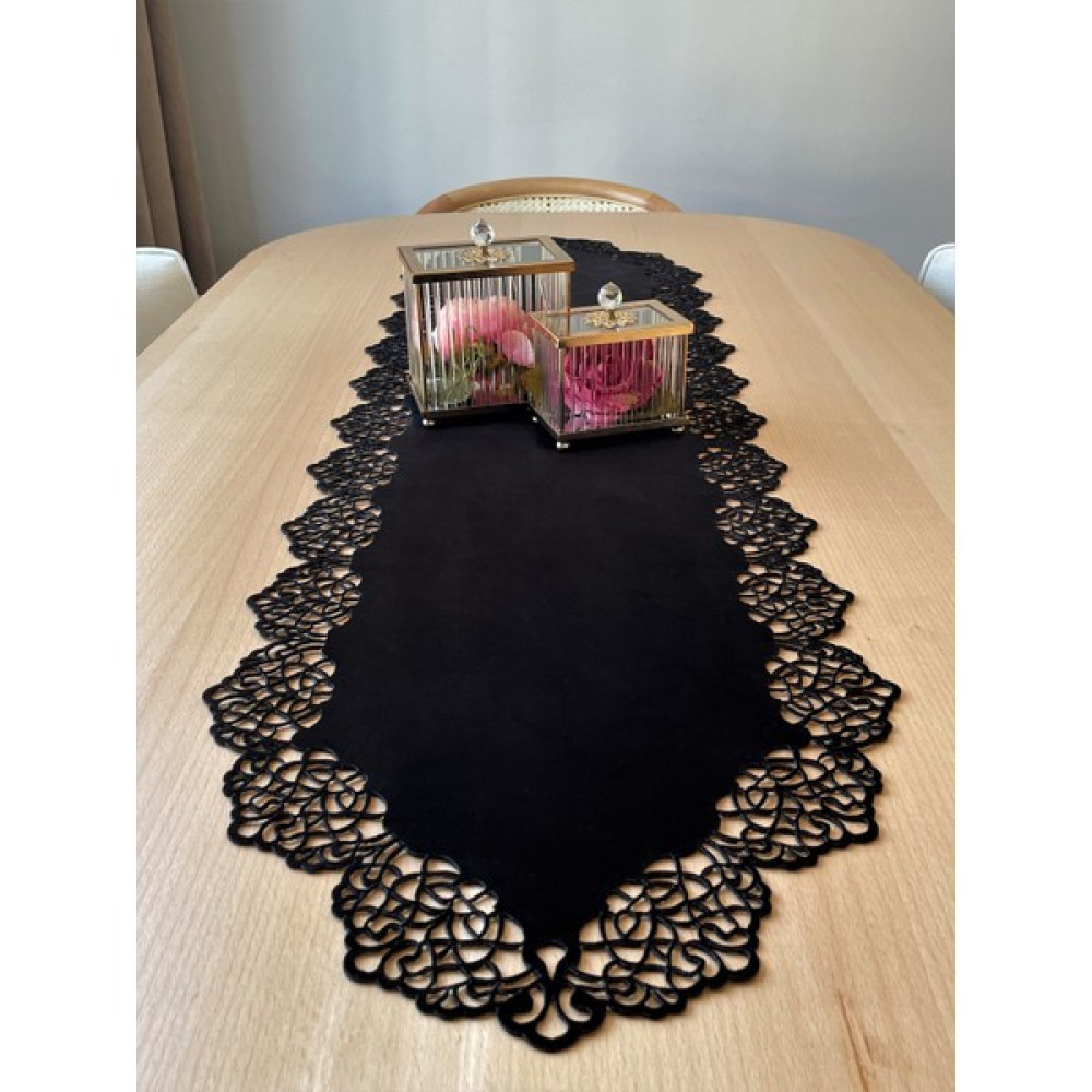 Ergüven Home Siyah Kadife Kumaş Runner Masa Boyu 40X140 Cm - 40 x 140 cm Masa Örtüsü Fiyatı