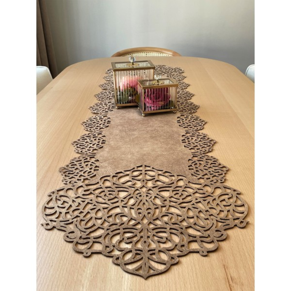 Ergüven Home Sütlü Kahverengi Süet Kumaş Runner Masa Boyu 40X140CM - Sütlü Kahve - 40 x 140 cm Masa Örtüsü Fiyatı