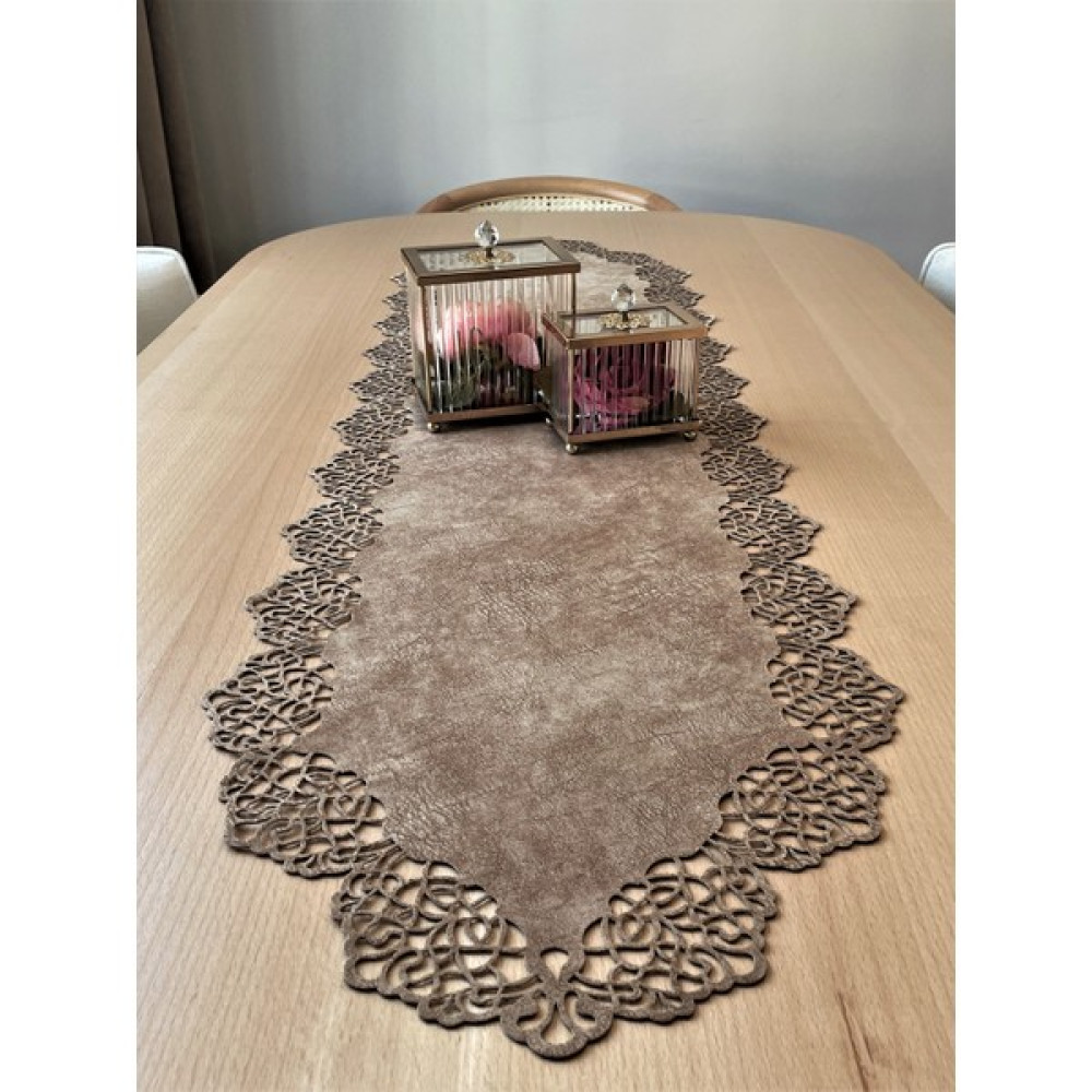 Ergüven Home Sütlü Kahverengi Süet Kumaş Runner Sehpa Boyu 40X100 Cm - Sütlü Kahve - 40 x 100 cm Masa Örtüsü Fiyatı