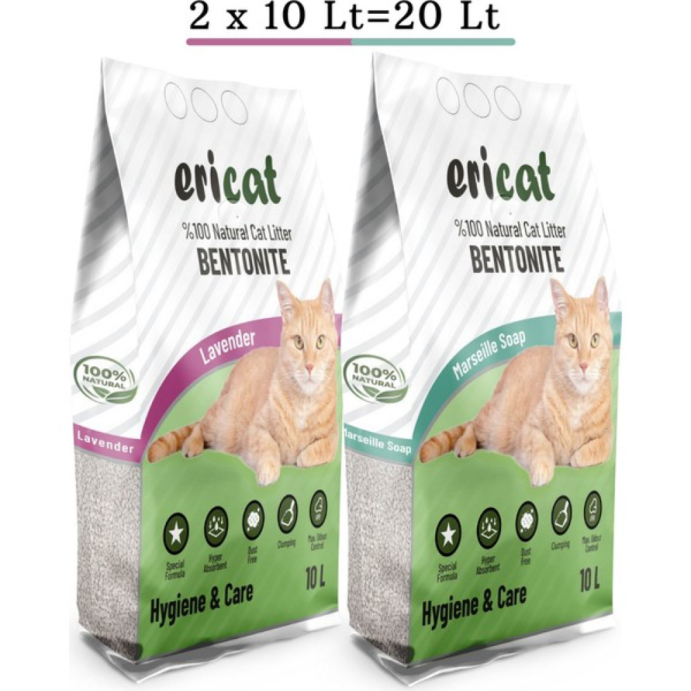 Ericat Lavanta ve Marsilya Sabunu Kokulu Kedi Kumu- 20 Litre (10L x 2AD) Evcil Hayvan Ürünleri Fiyatı