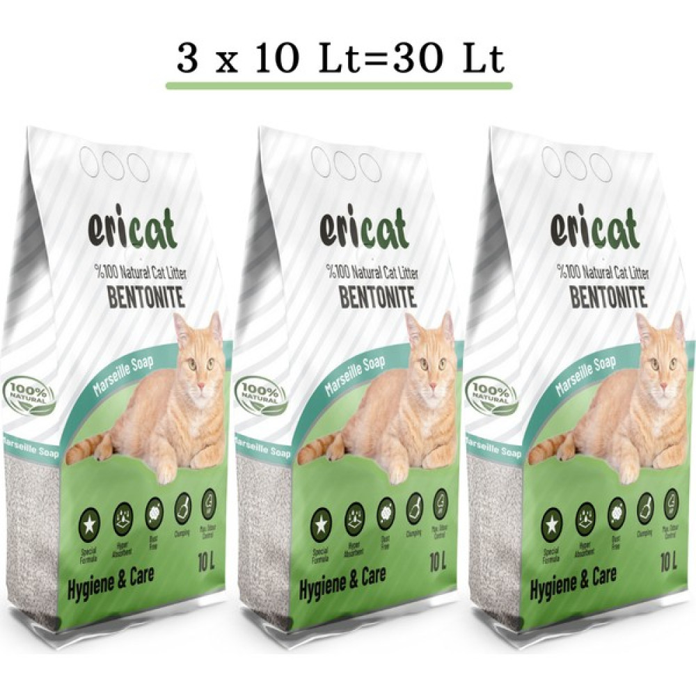Ericat Marsilya Sabunu Kokulu Kedi Kumu-30 Litre (10L x 3AD) Evcil Hayvan Ürünleri Fiyatı