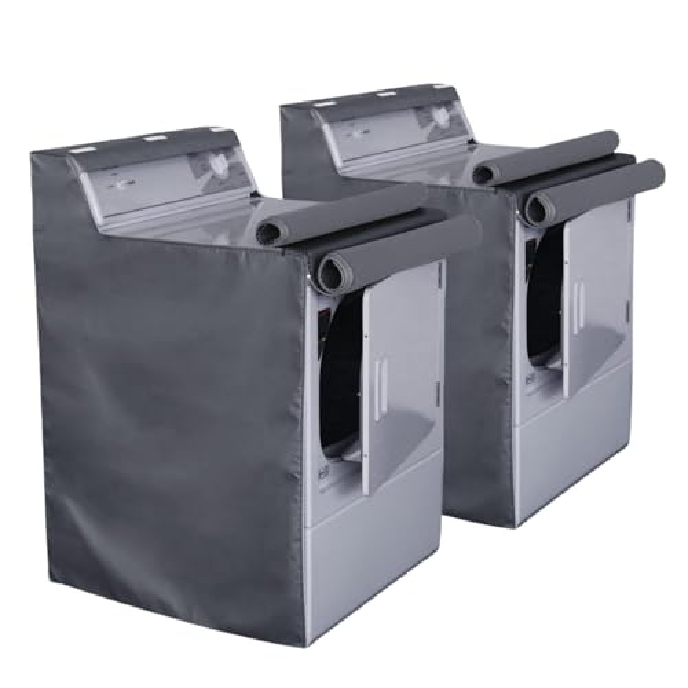 Ericlin 2Pack Washer and Dryer Covers,Top Load Washing Machine Cover Laundry Dryer Protect Cover Dustproof Waterproof Zipper Design for Easy Use Fit for Most Front-loading Machine(W29D28H43in) (Grey)