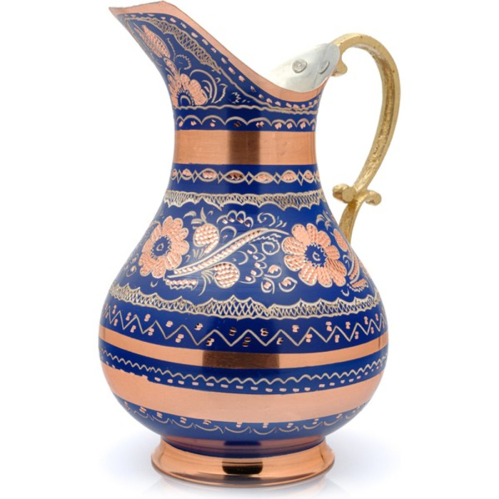 Eriza 2 Litre Erzincan El Yapımı, Işlemeli Kalaylı Kalın Bakır Sürahi - Mavi - 2 L Oto Boyaları Fiyatı