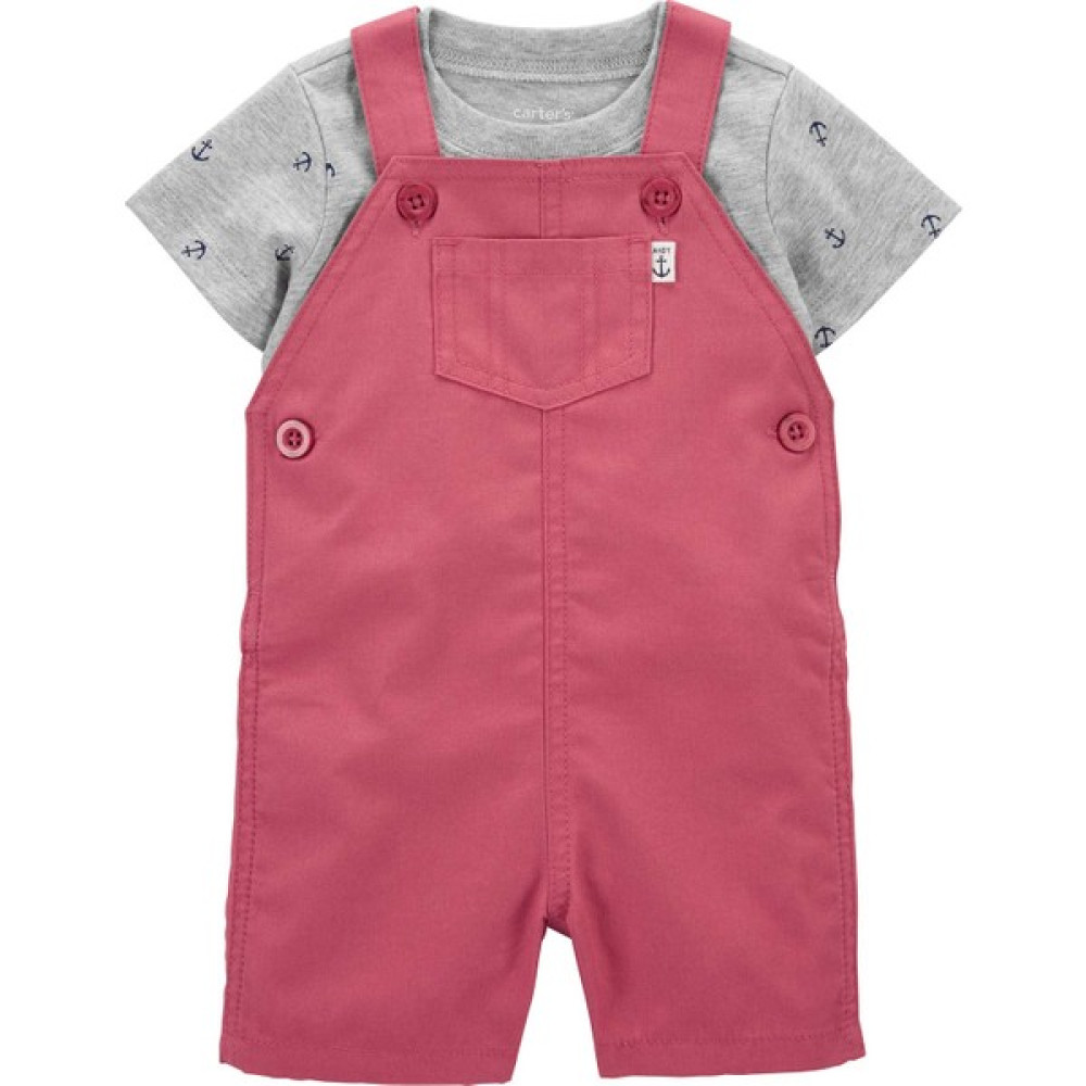 Erkek Bebek Salopet Set 2'li Paket Kırmızı Bebek Giysi Takım Fiyatı