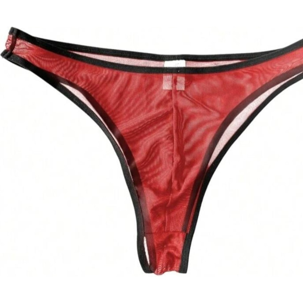 Erkek Biyeli Kırmızı Transparan Brazillian Slip Erkek Boxer Fiyatı
