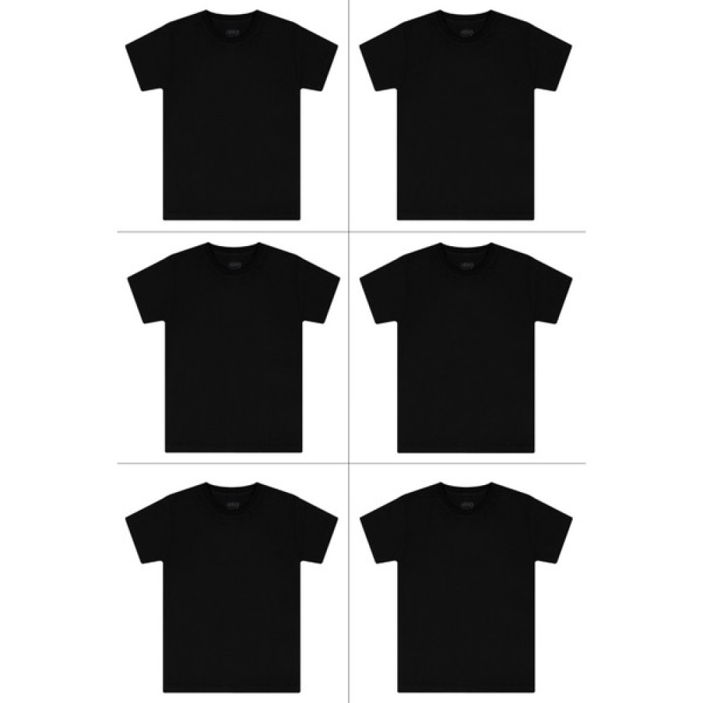 Erkek Çocuk Siyah Sıfır Yaka Fanila Kısa Kol Tişört 6 Adet %100 Pamuklu Erkek Çocuk T-shirt Fiyatı
