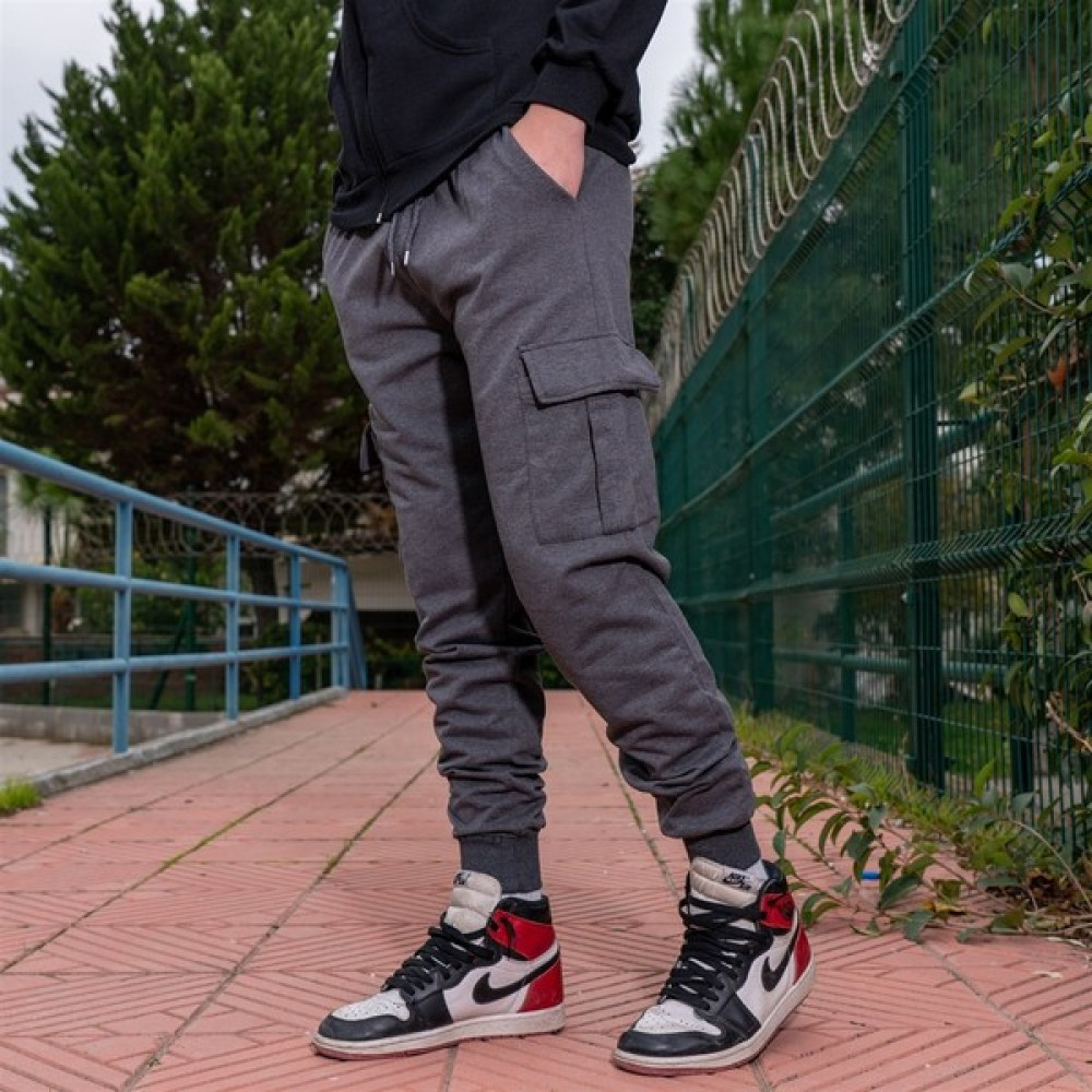 Erkek Jogger Yanları Cepli Antrasit Eşofman Altı Erkek Eşofman Fiyatı