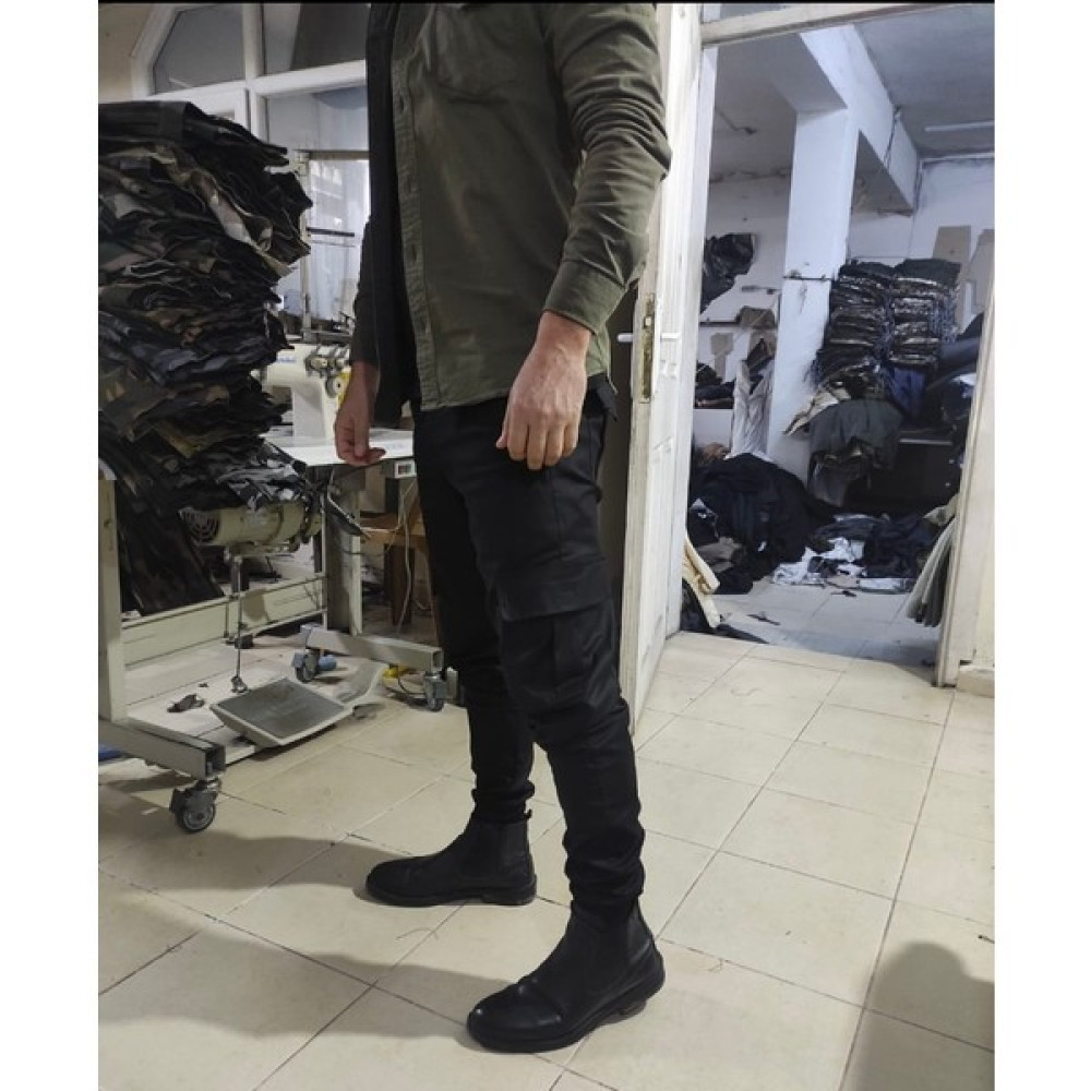 Erkek Kargo Pantolon Siyah Likralı Slim Fit Lastikli Paça Erkek Pantolon Fiyatı