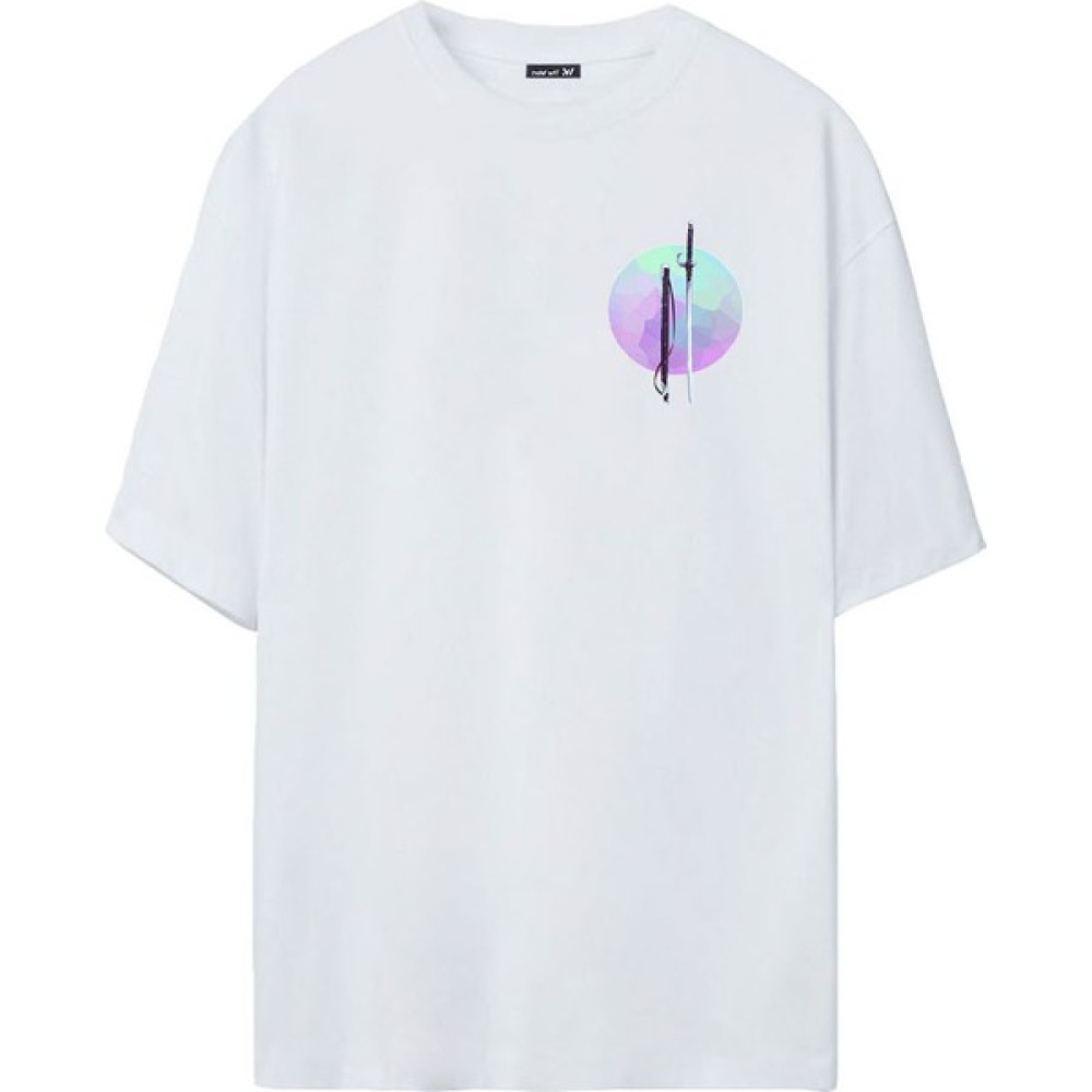 Erkek Katana Kılıcı Baskılı Beyaz Oversize Erkek T-shirt Fiyatı